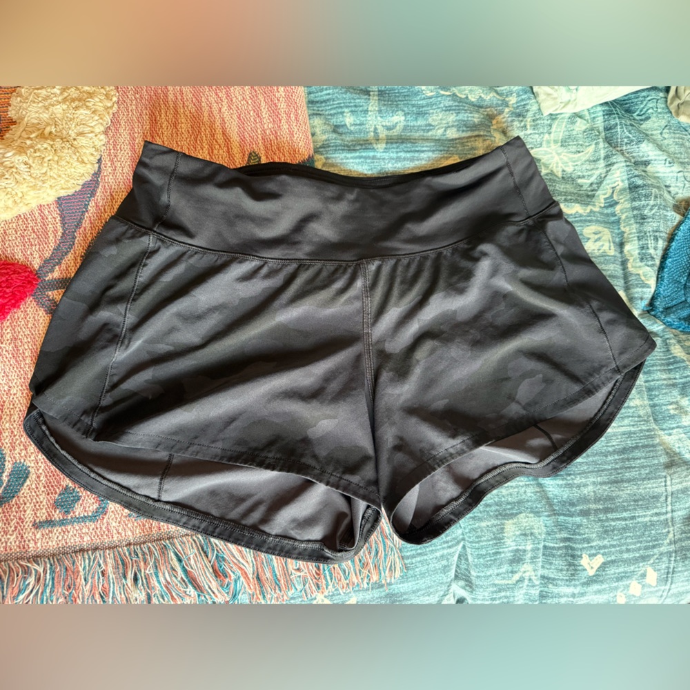 Lululemon Black Camouflage Athletic Short